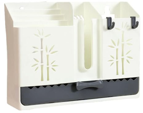Wall Utensil Holder - Hanging Utensils Holder, Kitchen Cutlery Drain Container | Divided Deck Basket Pickup With Removable Hooks For Tablespoons