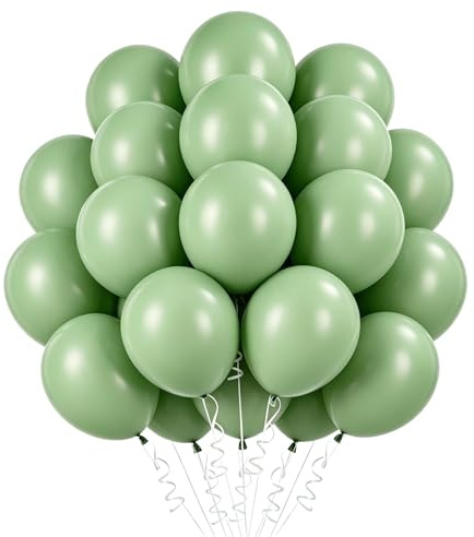 Luftballons Salbeigrün,50 Stück 12 Zoll Salbeigrün luftballons Geburtstag,Latex Ballons für Partydeko Geburtstags Hochzeits Festival Jahrestag Deko