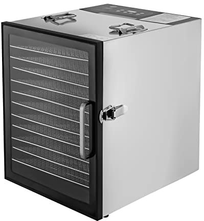 Deshidratador de alimentos, deshidratador de frutas, deshidratador de alimentos, acero inoxidable, secador de alimentos, verduras, carne, 800 W, temporizador LED, control de temperatura para el hogar