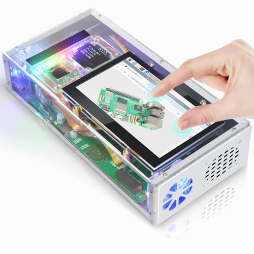 FREENOVE Computer Case Kit for Raspberry Pi 5 (NOT Included), M.2 NVMe SSD Slot 1231 MB/s, 4.3 Inch Touchscreen, 5 MP Camera, OLED Screen, Stereo Speakers, 3.5 mm and Optical Audio (S/PDIF)