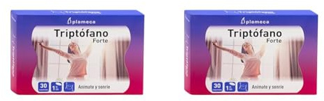PLAMECA - Triptófano Forte, con Vitamina B9, Vitamina B2, y Magnesio, Disminuye Cansancio y Fatiga - Triptófano 300mg - Para 30 días (Paquete de 2)