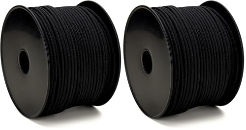 Corde tressée Polypro Noire Ø 4MM Bobine 100M - Cordage extérieure, Corde Bricolage, cordelette DIY, Noir (Lot de 2)
