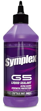 Sellador Para Autos [Symplex G5] Protección Sintética Efecto Espejo de Alto Brillo | Repele Agua y Suciedad | Uso en Pintura y Vidrio | Abrillantador de Fácil Aplicación y Duradero (SYMPLEX G5, 948ML)