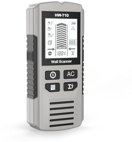 Leitungssuchgerät, 5 Modi Leitungssucher, Wand Kabelfinder für Latten mit Hd-LCD-Display und Akustischem Alarm, Tapeten, Holzböden, Akustikdecken, Gestrichene Wände (Silber)