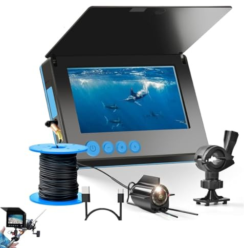 Clearhook Fishing Camera, Underwater Camera for Fishing, 2025 New Portable Under Water Cameras, 20° Wide-Angle Ir Night Vision, Ip65 Waterproof, Muddy Water Treatment for Sea & Wild Fishing(IPS Screen