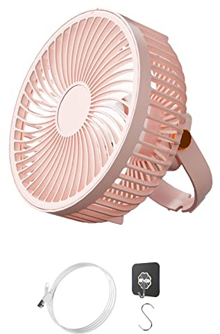 Ventilador de camping alimentado por USB, potente ventilador portátil con gancho sin escobillas para el hogar, oficina, estudiante, tienda de campaña, techo, casa de campo