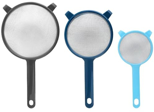 GBYUHAIJUN Setaccio Farina,Colino Acciaio Inox Maglia Fine Set da 3 Pezzi: Setaccio for Farina Portatile, Filtro Olio Domestico, Cestello di Lavaggio, Zucchero A Velo E Tubo caffè in Polvere