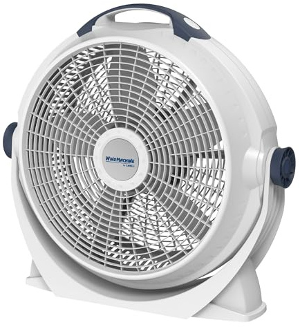Lasko WINDMACHINE 20 High Velocity Floor Fan with 3 Speeds, 360° Directional Airflow, Portable Air Circulator Fan for Home, Garage & Workshop, Fully Assembled, Gray, 3301