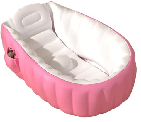 Neptuiby Inflatable Baby Bathtub Toddler Infant Tub with Built-In Foot Pump Non-slip Inflatable Bathtub with Support & Storage Pocket for Boys Girls.