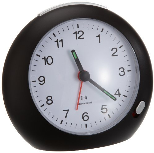 TFA Dostmann Analoger Funk Wecker, 98.1037, mit Weckalarm, leuchtenden Zeigern, schwarz, L 110 x B 48 x H 101 mm