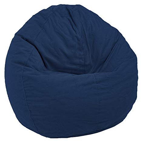 Bean Products Comfy Bean Small Cotton Bean Bag Chair | Filled w/Polystyrene Beads & CertiPUR Foam | 31L x 33W x 20H | 15lbs | Perfect for Adults, Teens & Kids | Available in 2 Sizes | Navy Blue