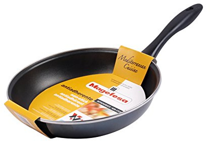 MAGEFESA Glass - Sartén 20cm de Acero vitrificado Exterior Negro Cristal. Antiadherente bicapa Reforzado, aptas para Todo Tipo de cocinas, Especial inducción. 50% de Ahorro energético.