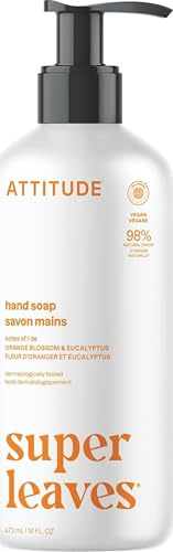 ATTITUDE Liquid Hand Soap, EWG Verified, Plant and Mineral-Based, Vegan Personal Care Products, Orange Blossom & Eucalyptus Scent, 16 Fl Oz