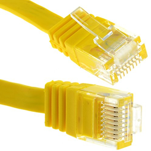kenable Flat Cat6 Ethernet Cable Low Profile Gigabit Network Patch Lead RJ45 Pure Copper 15m Yellow