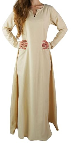 Leonardo Carbone® Damklänning, underklänning Lina | V-ringad design | A-linjeformad silhuett | karneval, halloween, cosplay, LARP, medeltid, kostym, plagg | bomull, Beige, M