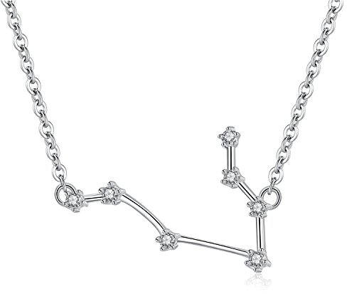 VIKI LYNN Gemini Zodiac Necklace 925 Sterling Silver Cubic Zirconia Star Sign Jewellery Birthday Gifts for Women Girls