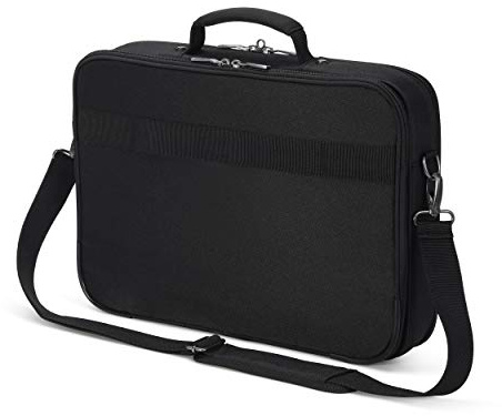 DICOTA Eco Multi Plus SELECT Laptop-Tasche – Schultertasche für Laptops zwischen 14-15.6 Zoll, aus recycelten Materialien und mit einem elastischen Sicherheitsgurt, schwarz