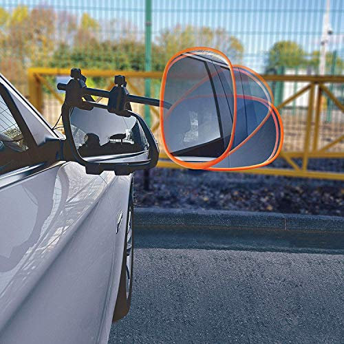 Leisurewize – Leisurewize LW616 Towing Car Mirror – [1 Pair] Neon Orange Rock Steady Motorhome Tow | Door-Side, Clip-On Mirror Mount | Caravan Accessory