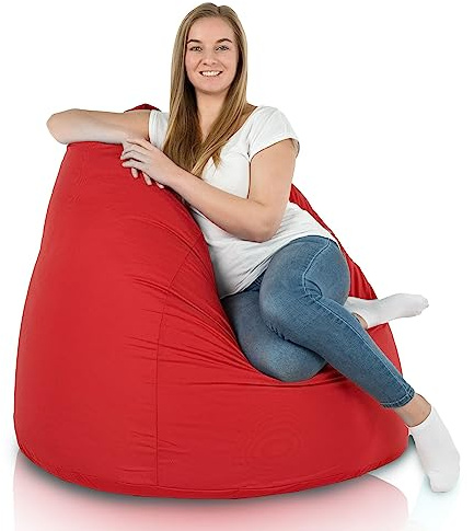 Italpouf Sitzsack XXL, Riesensitzsack, Sitzkissen, Indoor & Outdoor, Große, Sessel für Kinder und Erwachsene, EPS Perlen Füllung, Abnehmbarer Bezug, Wasserdicht, Zertifiziert, Rot