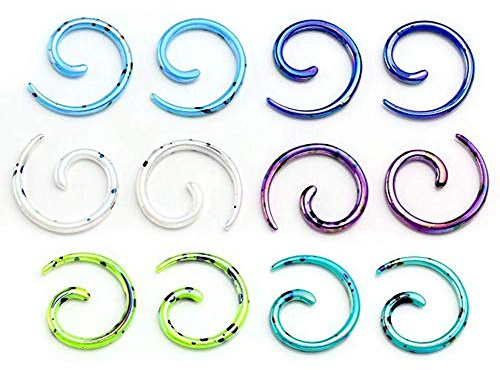 MQSS Oreja Dilatacion Expansores oído tapón túnel Espiral Taper Carne expansor Estiramiento Cuerpo Orejas ensanchador Acrílico Espirales Caracol Pendientes Set 12 pcs 12G: 2mm