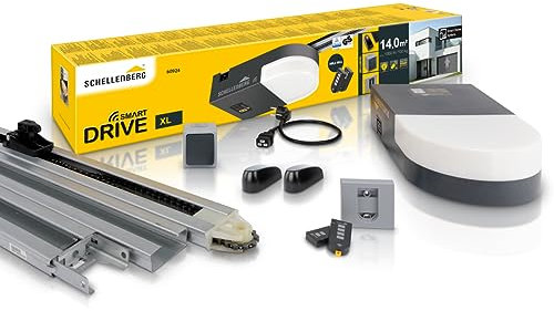 Schellenberg 60924 kit automazione basculante per porte di garage Smart DRIVE XL, 2x trasmettori, per porte fino a massimo 14 m² di superficie e 2,35 m di altezza, 1000 N