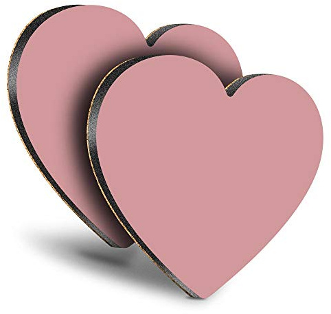 Destination Vinyl ltd Great Coasters (Set of 2) Heart - Dusty Rose Pink Colour Block Drink Glossy Coasters/Tabletop Protection for Any Table Type #44922