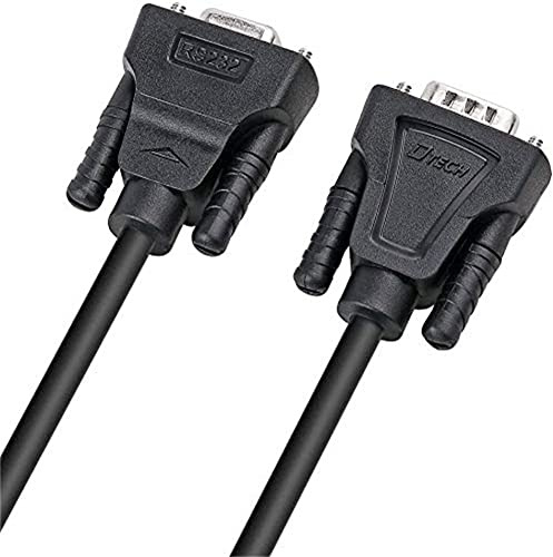 DTECH DB9 RS232 Serial Cable Male to Female Port Extension | Null Modem Cord Full Handshaking 7 Wire Crossover for Data Communication (0.5m, Black)