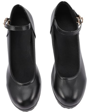 Holibanna Frauen Vintage Plattform Janes Chunky High Heel Kleid Schuhe Knöchel Schnalle Runde Kappe Pumpen