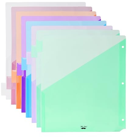 Mr. Pen- Binder Dividers with Pockets and Tabs, 1 Set, 8 Tabs/Set, Colorful, 3 Ring Binder Dividers with Tabs and Pockets on Both Sides
