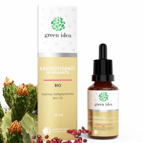 Green idea - Kaktusfeigenkernöl Bio Kaltgepresst Gesichtsöl mit Arganöl Haaröl - Natürliches Anti-Aging-Gesichtsöl - Feuchtigkeit für Gesicht- antioxidativen Schutz - gegen Augenringe NaTrue 25 ml
