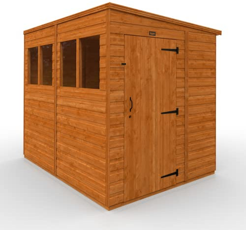 TigerFlex Shiplap Pent Single Door Windows Wooden Garden Shed 8 x 6 ft Red Cedar