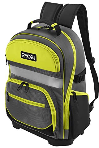 RYOBI Werkzeug-Rucksack RSSBP1 (600-Denier Polyester Korpus, Gepolsterte Schultergurte, 2x breite Innentaschen, eine mit Reißverschluss, mit Laptopfach)
