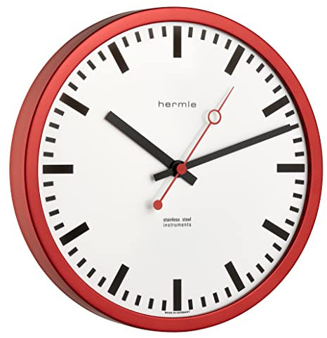Hermle Bahnhofsuhr 30471-360870 Funk, Rot, Ø 30cm x 5cm