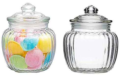 2 Stück Bonbongläser, Glasbehälter, Vorratsgläser 2er Set, Glas Vorratsgläser Set, Vintage Vorratsgläser, 650 ml | Luftdichte Deckel mit Dichtung, für Lebensmittel in Küche, Hochzeit Candy Bar Zubehör