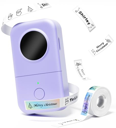Phomemo D30 Etikettiergerät, Bluetooth Etikettendrucker Selbstklebend Beschriftungsgerät, Thermo Label Printer für Zuhause, Schule, Küche, Büro, Mini Ettikettiergeraet für iOS & Android, Violett
