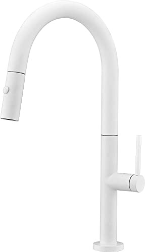 Mice GCE017/BL Imex Küchenarmatur mit 360° flexiblem Griff, ausziehbare Spültischarmatur, Serie Samoa, Mattweiß