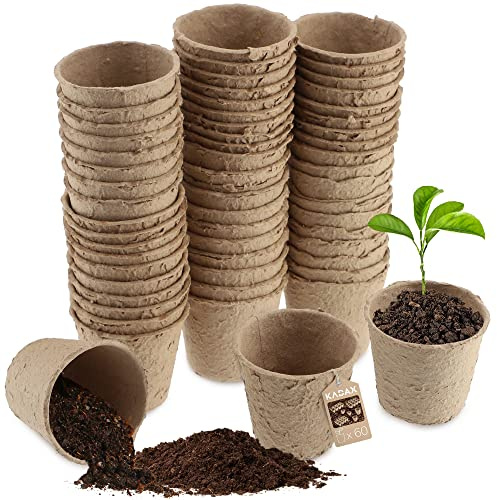 KADAX Macetas de turba, macetas de Cultivo, 6,7 cm, macetas de Cultivo Desmontables, Plantas de semillero, Olla biológica, Olla de Cultivo, macetas de Papel(60, Redondas)