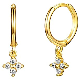 Bishilin Ohrringe Damen 925 Silber, Creolen Blume mit Zirkonia Ohrringe Jugendstil für Mädchen