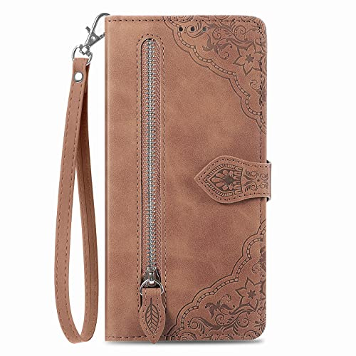 NEXCURIO Handyhülle für Apple iPhone 13 Mini Hülle Klappbar mit Kartenfäch Ständer Klapphülle Schutzhülle Leder Wallet Flip Case Cover Tasche Handytasche Stoßfeste - Braun