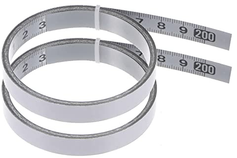 sourcing map 2pcs Adhesive Backed Tape Measure 200cm Metric Left to Right Reading Sticky Measuring Tape Steel Workbench Ruler, Silver Tone