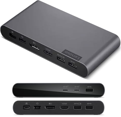 Lenovo Docking Station USB-C Universal Business Dock – Dual Display (1 DP 1.4 & 1 HDMI 2.0) – 65W Charging for Laptop (90W Power Adapter Included) – 3X USB-A & 2X USB-C Ports – Windows Compatible