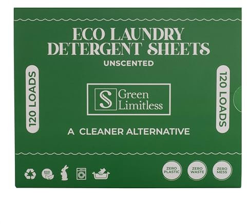 Green Limitless Eco Laundry Detergent 120 Sheets (Loads) Unscented. All the benefits of a liquid detergent, washing powder, or washing pods without any of the drawbacks.