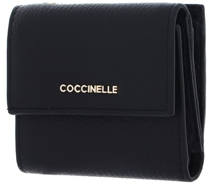 Coccinelle Leder Geldbörse Metallic Soft Wallet Grained Leather Noir schwarz