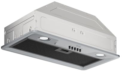 Wiggo D631B Einbau-Dunstabzugshaube 60cm I Abluft Umluft Dunstabzug 300m³/h - 3 Stufen I Energieeffizienzklasse D Schräghaube inkl. 2x Kohlefilter I Einbau Abzugshaube grau