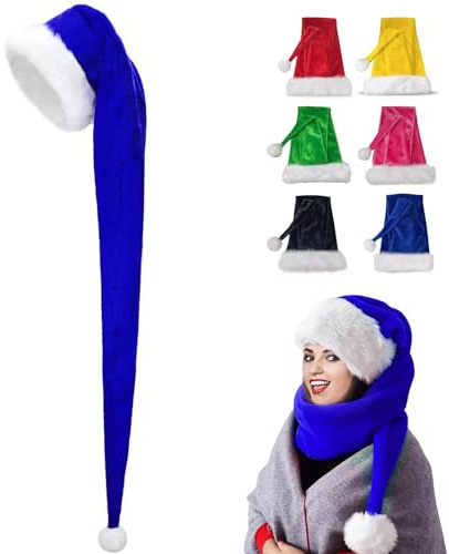 POPOYU 150cm Weihnachtsmütze Nikolausmütze Erwachsene Plüsch,Plüsch Nikolausmütze mit doppeltem Samt für Weihnachtsfeiern,Bequemes Dicker Klassischer Nikolausmütze für festliche Partys im neuen Jahr