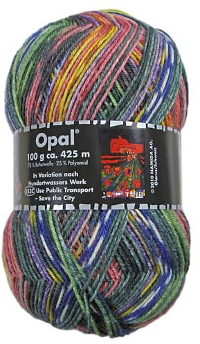 Frida's Wollhaus Opal 100 g Hundertwasser Sockenwolle 4-fach Strümpfe Socken Stricken 24 Farben (3202 | Use Public Transport - Save the City)