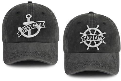 Captain Hat for Women Men, Boat Accessories Anniversary Nautical Gifts, Funny Adjustable Embroidered Marine Sailor Baseball Cap, Sea Retirement Birthday Gifts for Skipper First Mate Sailing Lovers