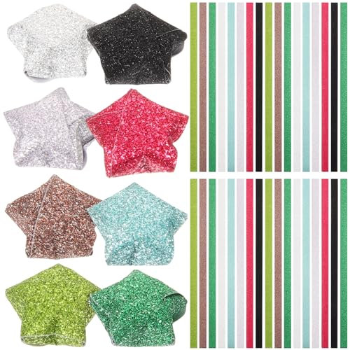 Operitacx 320 Blatt Origami-Sterne-Papierpaket Diy-Papier Glitzer-Origami-Sterne-Faltstreifenpaket Diy-Papier Für Diy-Kunsthandwerk Schulunterricht 6 Farben Mischen