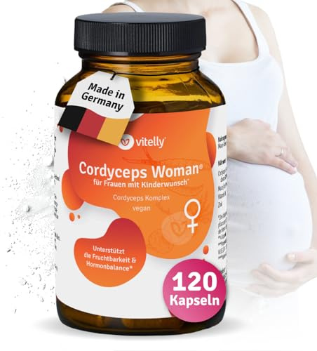 vitelly® Cordyceps Woman Komplex I Frauen mit Kinderwunsch I Hormonbalance I 2 verschiedene Mikronährstoffe I Monatspackung (120 Kapseln)