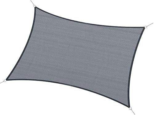 Outsunny Toldo Vela Rectangular 4x6m de HDPE, Protección UV, Gris